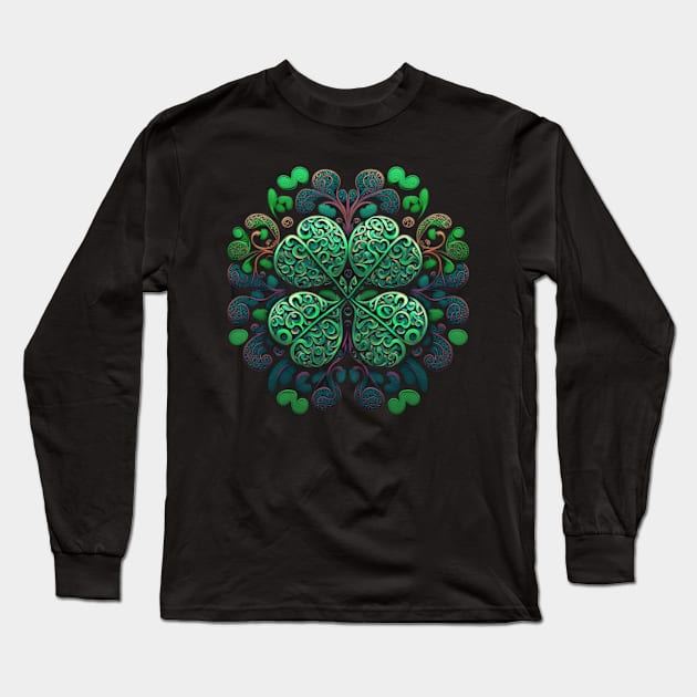 Shamrock pattern Long Sleeve T-Shirt by Discover Madness